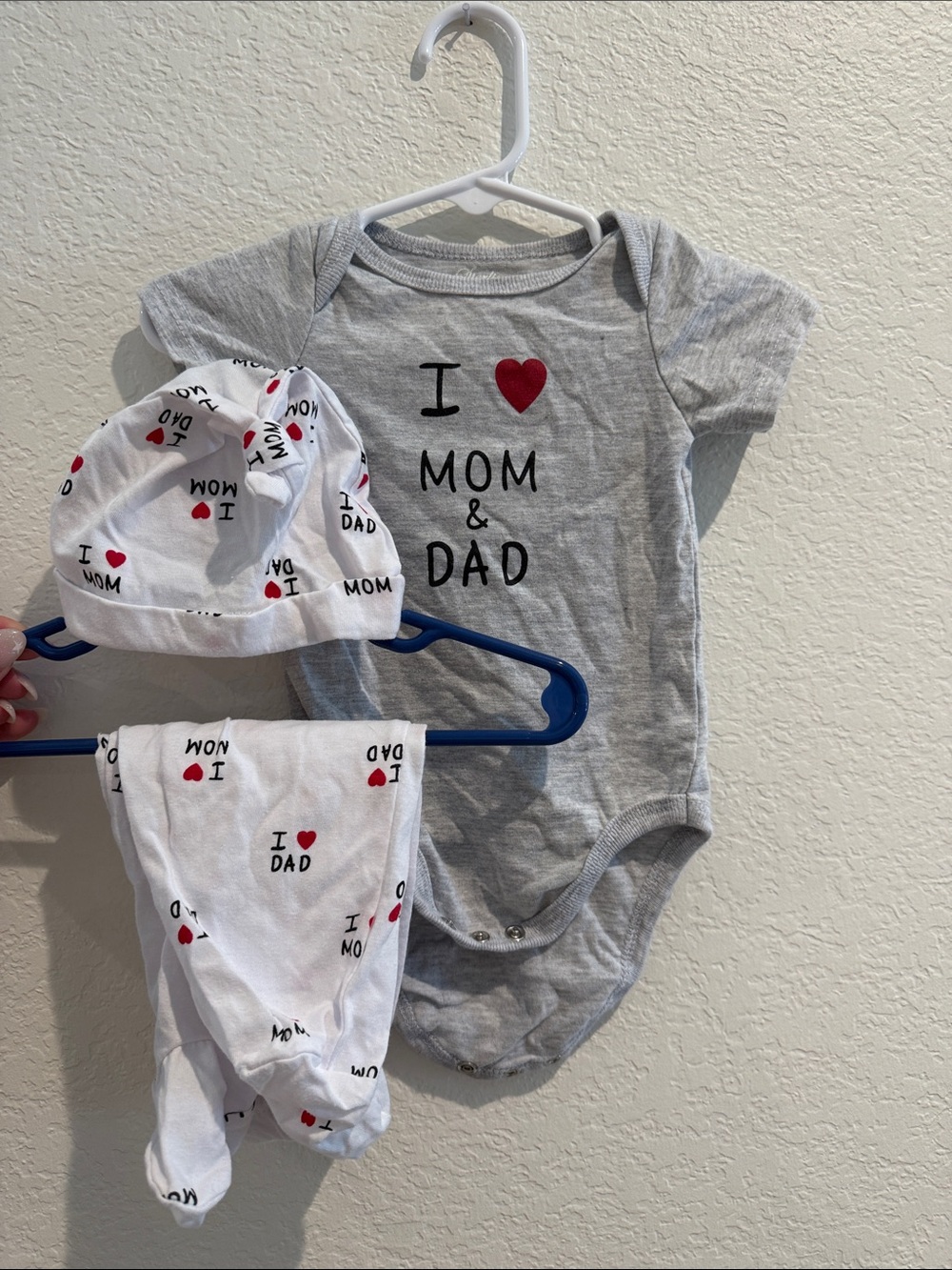 I Heart Mom & Dad Gray Baby Matching Set - 3 Pc